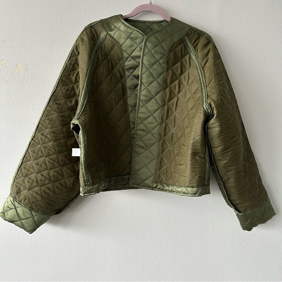 Horses Atelier Quilted Jacket in Green Satin - Picture 11 of 12